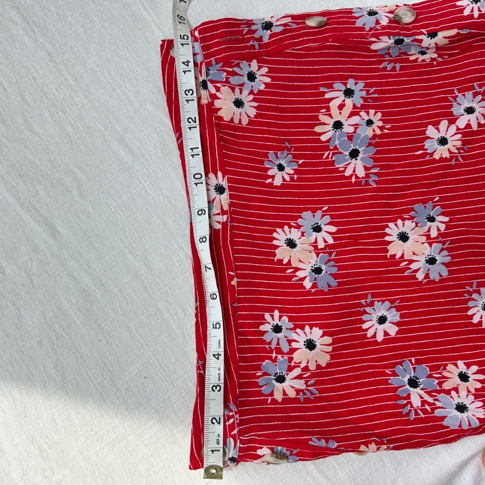 Madewell Skirt Womens 0 Side Button Daisy Society Retro Stripe Red Floral Size 4 - Picture 5 of 14